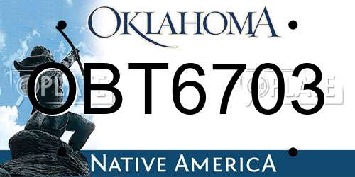 OBT6703 Oklahoma License Plate