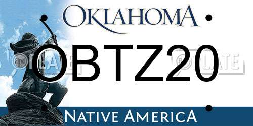 OBTZ20 Oklahoma License Plate