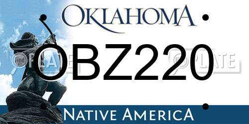 OBZ220 Oklahoma License Plate