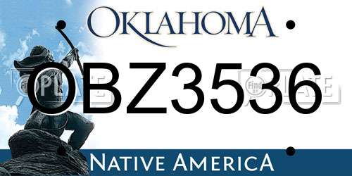 OBZ3536 Oklahoma License Plate