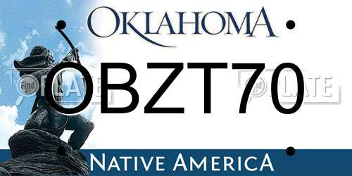 OBZT70 Oklahoma License Plate
