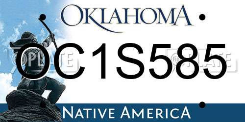 OC1S585 Oklahoma License Plate