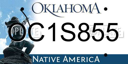 OC1S855 Oklahoma License Plate