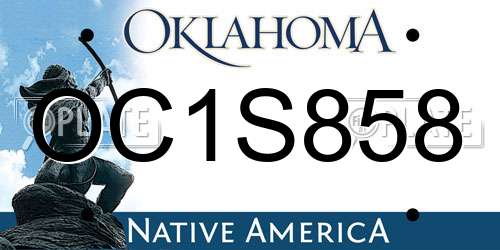 OC1S858 Oklahoma License Plate