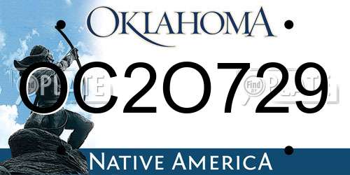 OC2O729 Oklahoma License Plate