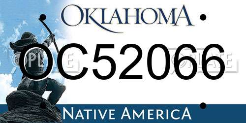 OC52066 Oklahoma License Plate