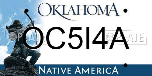 OC5I4A Oklahoma License Plate