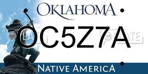 OC5Z7A Oklahoma License Plate
