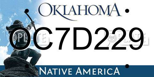 OC7D229 Oklahoma License Plate