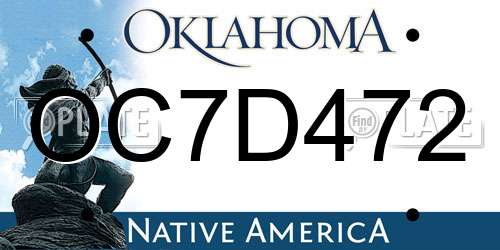 OC7D472 Oklahoma License Plate