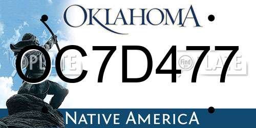 OC7D477 Oklahoma License Plate