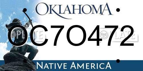 OC7O472 Oklahoma License Plate
