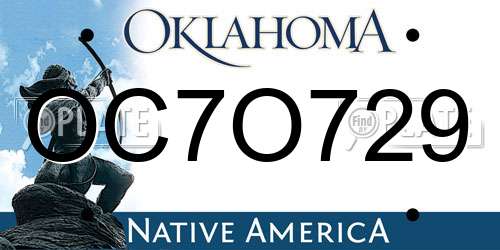 OC7O729 Oklahoma License Plate