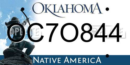 OC7O844 Oklahoma License Plate