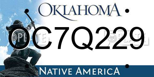 OC7Q229 Oklahoma License Plate