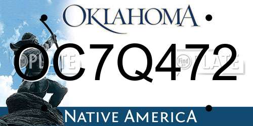 OC7Q472 Oklahoma License Plate