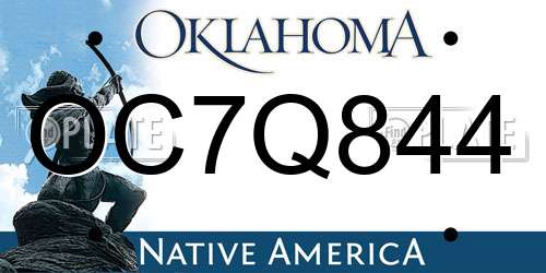 OC7Q844 Oklahoma License Plate