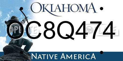 OC8Q474 Oklahoma License Plate