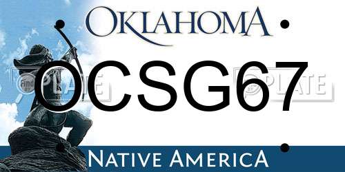 OCSG67 Oklahoma License Plate