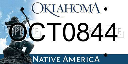 OCT0844 Oklahoma License Plate