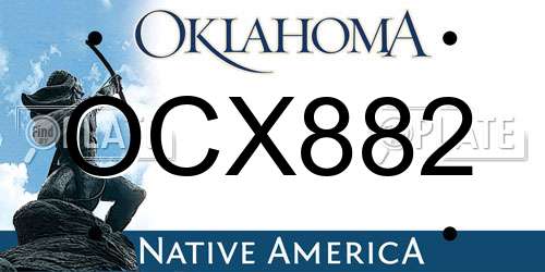 OCX882 Oklahoma License Plate