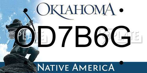 OD7B6G Oklahoma License Plate