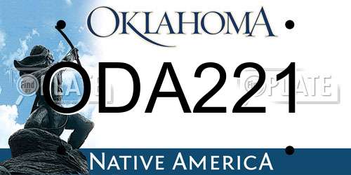 ODA221 Oklahoma License Plate