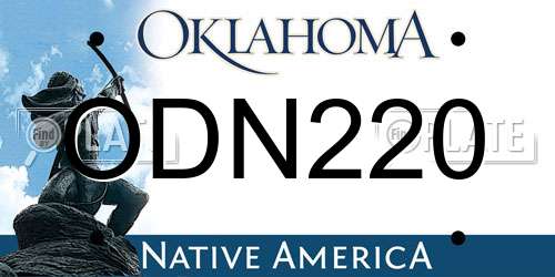 ODN220 Oklahoma License Plate