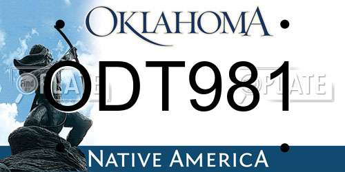 ODT981 Oklahoma License Plate