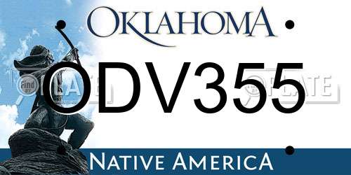 ODV355 Oklahoma License Plate