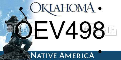 OEV498 Oklahoma License Plate