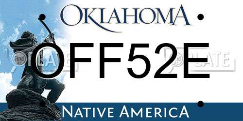 OFF52E Oklahoma License Plate