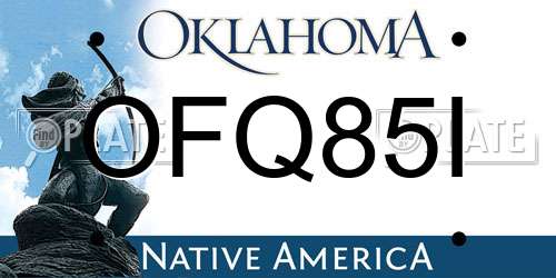 OFQ85I Oklahoma License Plate