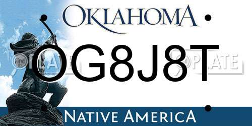 OG8J8T Oklahoma License Plate