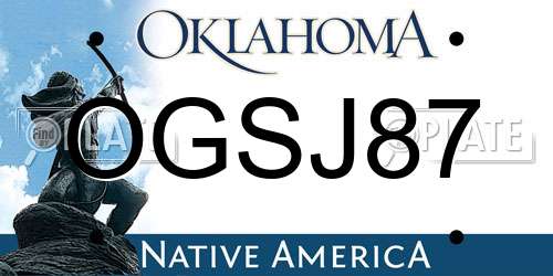 OGSJ87 Oklahoma License Plate