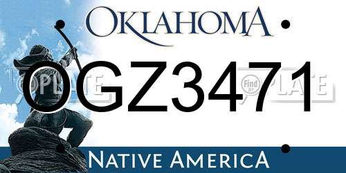 OGZ3471 Oklahoma License Plate