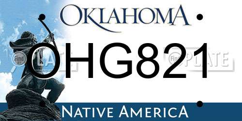 OHG821 Oklahoma License Plate