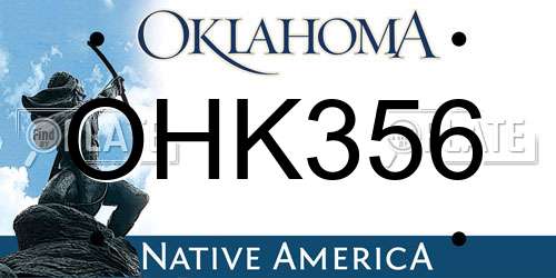 OHK356 Oklahoma License Plate