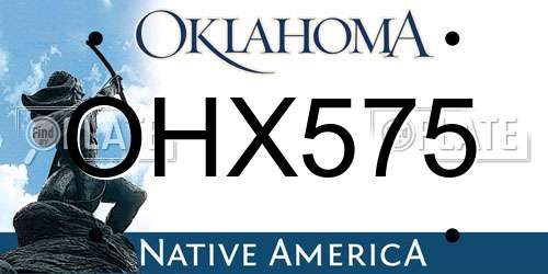 OHX575 Oklahoma License Plate