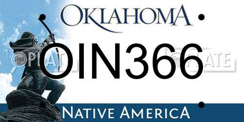 OIN366 Oklahoma License Plate