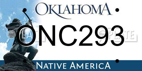 ONC293 Oklahoma License Plate