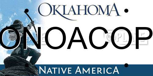 ONOACOP Oklahoma License Plate