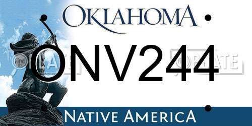 ONV244 Oklahoma License Plate