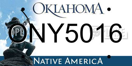 ONY5016 Oklahoma License Plate