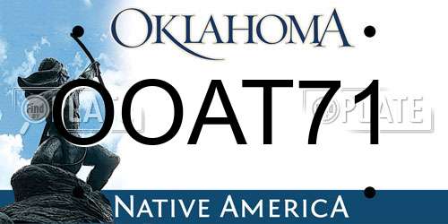 OOAT71 Oklahoma License Plate