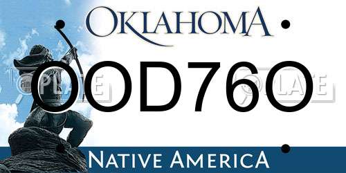 OOD76O Oklahoma License Plate