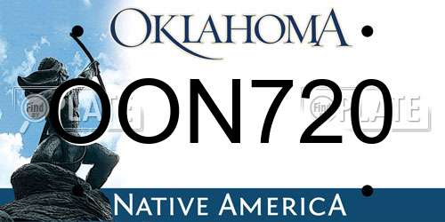 OON720 Oklahoma License Plate