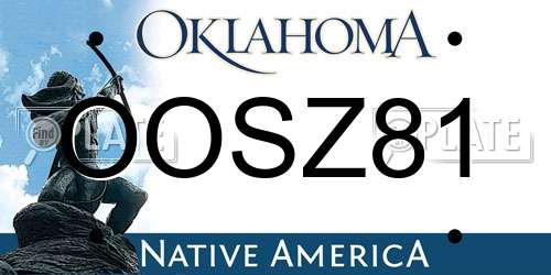 OOSZ81 Oklahoma License Plate