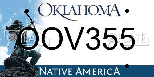 OOV355 Oklahoma License Plate