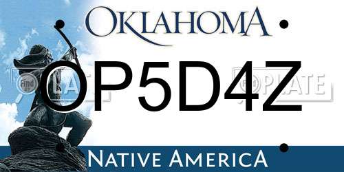 OP5D4Z Oklahoma License Plate